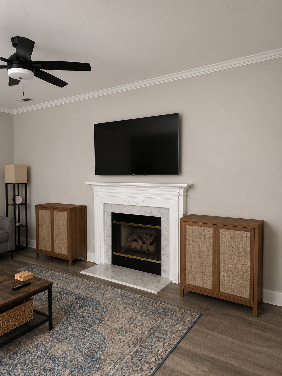 Samsung Frame TV installation linear fireplace zero cables Cary NC